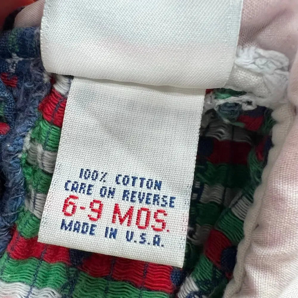 OshKosh B'gosh Vintage Embroidered Hearts Denim Romper Girls size 6-9 MNS USA